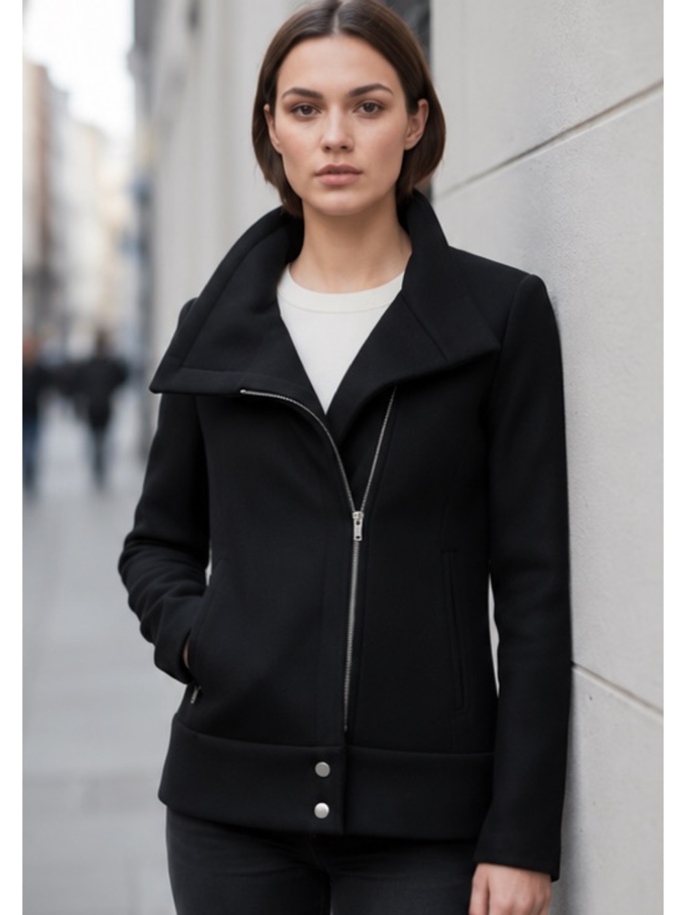 NWT IRO Pownil Wool Zip Up Jacket in Black Size US 10